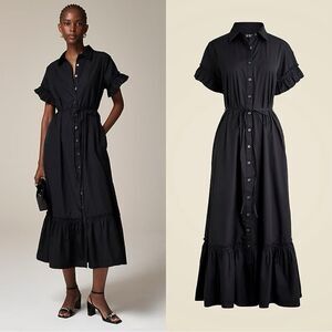 NWT J CREW Amelia maxi shirtdress in cotton poplin
in Black